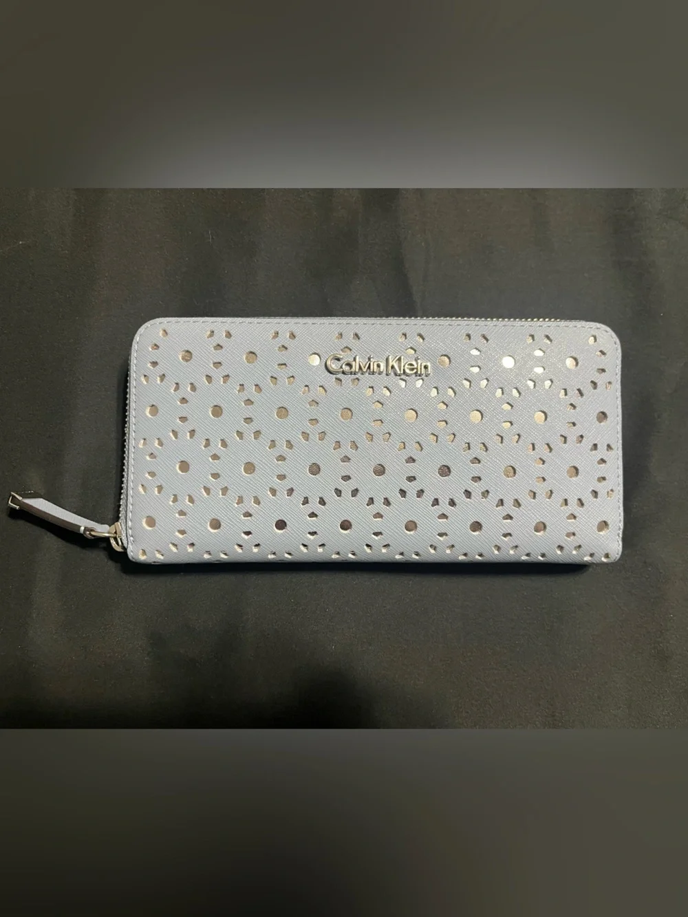 Calvin Klein Light Blue Wallet with Gold Accent Studs